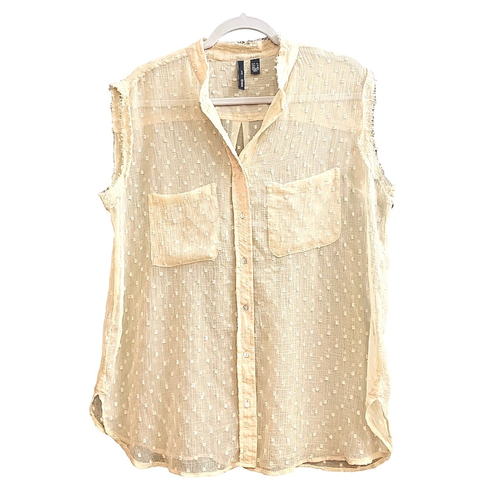 MNG sheer clip dot sleeveless button up Size XL